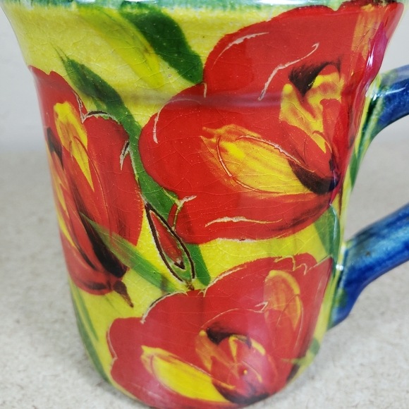 Hand-Painted Red Tulip Terra Cotta Mug - Picture 5 of 10